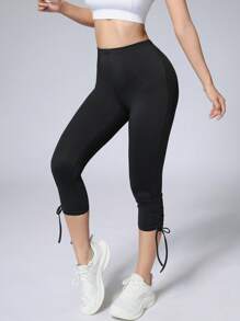 Pantalones de yoga de talle alto y cintura con cordón, mallas ajustadoras de fitness para entrenamiento de 7/8 para mujer