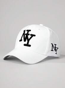 1pc 3D Embroidery NY Front & Side Design Faux Fur Baseball Cap, Adjustable Outdoor Casual Sun Hat Suitable For Spring, Autumn, Travel, Beach, Y2K Style For Young People