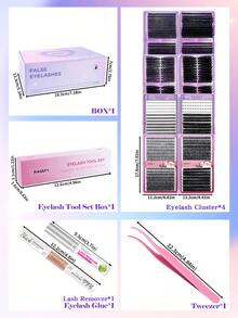 3100 Pcs Manga Lash Clusters Kit Gift Packs Fluffy False Eyelashes Extensions 0D+30D+40D+50D+60D+80D+100 D Curl Wispy Individual Fake Eyelashes, Volume Studio Effect, Value Pack 3100Pcs With Glue|Tweezers|Removers|Eyelash - 黑色 - 查看 5