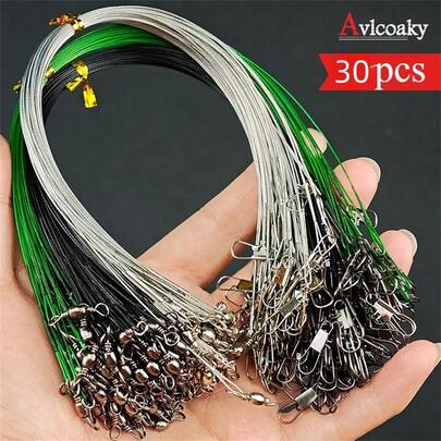 30pcs Professional Fishing Steel Wire Saltwater Fishing Leader