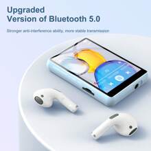 64GB MP3-Player, ZAQE M4 Multifunktions-Musikplayer mit Bluetooth 5.3, 2,4 Zoll Touchscreen, HD-Lautsprechern, UKW-Radio, Wecker, Sprachaufnahme, E-Book, bis zu 512GB (hellblau)