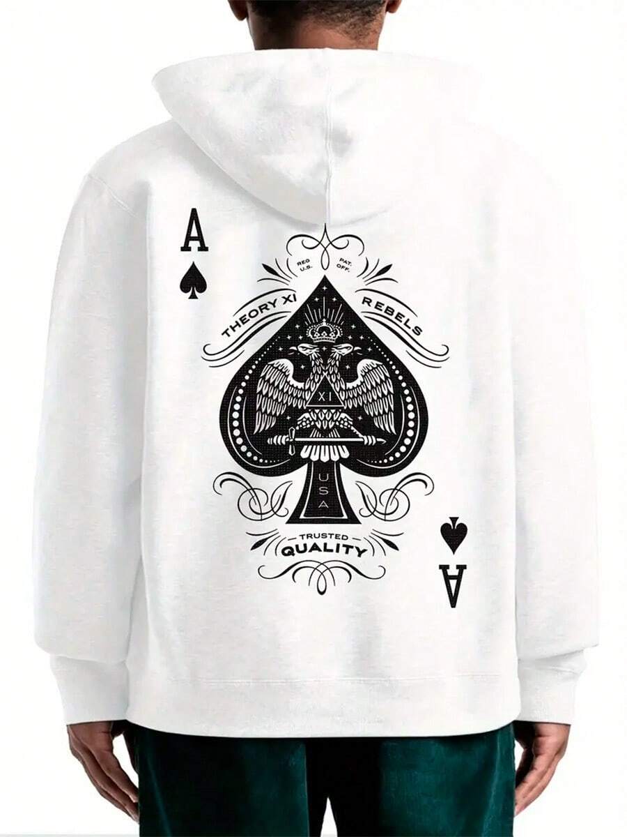Moletom POKER QUALITY COSTAS Casaco Blusa Canguru - Branco - Visão 1