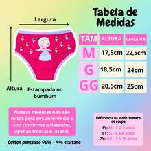 5 Calcinhas infantil de algodão / Qualidade Premium super confortável com forro 100% Algodão - Multicolorido - Visão 4