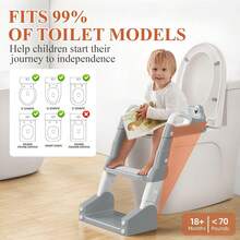 Potty Training Seat, Toddler Toilet Seat For Little Boys Girls, Potty Training Toilet With Urinals, Toddler Step Stool Ladder And Splash Guard (Gray)  2-IN-1 Potty Training Toilet Seat With Step Stool For Toddler, Stability Training Potty Seat For Kids Boys Girls With Splash Guard And Anti-Slip Pad, Adjustable Ladder & Potty Seat Height, Grey - Grey - View 8
