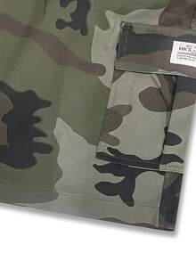 1pc Men'S Summer Camo Cargo Shorts With Multiple Pockets, Drawstring Waist, And Letter Patch - Casual Five-Point Outdoor Shorts For Hiking, Fishing, And Casual Attire, Hiking Apparel | Letter Patch Shorts | Non-Stretch Fabri - 迷彩卡其色 - 查看 4