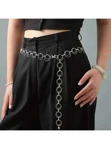 Simple Hollow Metal Circular Waist Chain For Women, Fashion Versatile Elegant Dress Waist Belt Decoration Summer