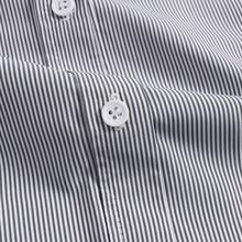 QIANZHIDU 女士条纹前排扣休闲通勤商务女士公司服装老式风格女士长袖衬衫