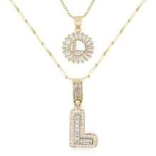 Dainty Bubble Initials Balloon Letter Necklace Set For Women Double-Layer Rock Initials Letter Necklace Set Synthetic Cubic Zirconia Micro-Inlaid Crown Letter Diy English