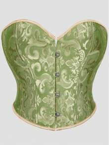 Tops cortos moldeadores sin costuras con estampado jacquard vintage para mujer, tops tipo corsé con soporte de busto sexy para fiesta de noche, boda y Halloween