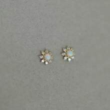 1 par de elegantes pendientes tipo botón de plata de ley 925 con efecto de ópalo, regalo de joyería para mujer, para fiestas
