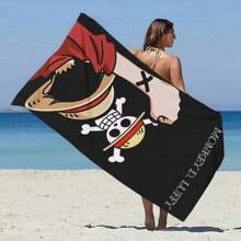 1条动漫印花五档沙滩巾，超柔软微纤维材质，防沙速干，泳池毛巾，女士旅行健身淋浴露营礼物 - 彩色 - 查看 4