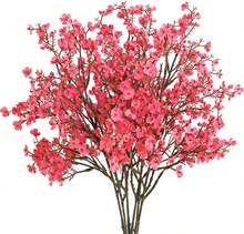 6pcs Hot Pink Artificial Flowers Silk Babys Breath Gypsophila 18.7" For Home Kitchen Decor New Year Spring - Hot Pink - View 1