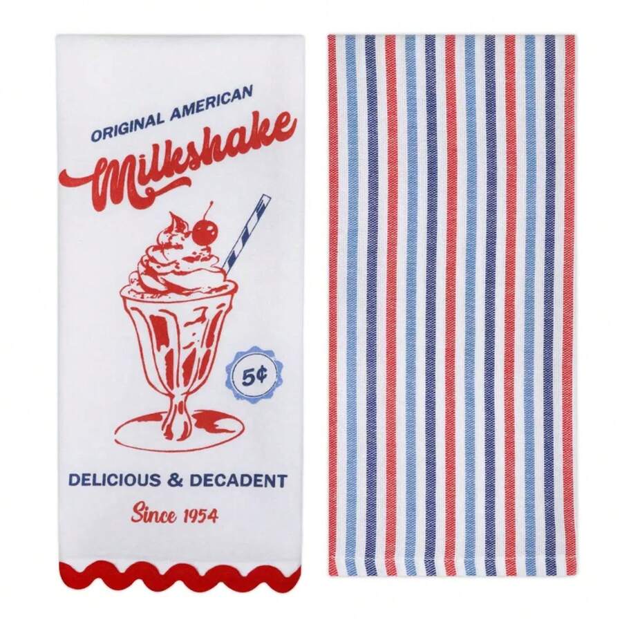 Paños de cocina Milkshake Blanco/Rojo - Bullseye's Playground™ - 1 - Ver 1