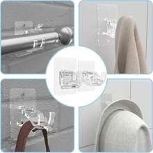 2PCS No Drill Curtain Brackets, Self-Adhesive Rods, Adjustable Curtain Hooks For Rods Under 1.57 Inch (Transparent) - Multicolor - View 8