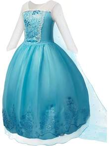 Light Up Princess Dress Girls Halloween Costume Costume Toddler Dressing Up Bithday Party, Purple - 藍色 - 查看 8
