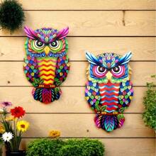 2pcs Colorful Acrylic Owl Wall Decor, Modern Art Acrylic Decorations Suitable For Home, Garden And Patio - No Power Needed, Outdoor Wall Art | Vibrant Wall Art | Owl Home Decor