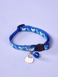 PETSIN 1 件可调节卡通猫项圈带铃铛,涤纶纤维,可分离安全扣 - 必备,猫和小型犬的宠物配件 - 彩色 - 查看 2