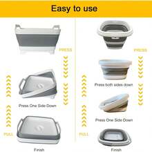 Collapsible Wash Basin With Drain Plug – 2.4 Gallon Portable Sink Tub For Baby Bottles, Dishwashing, RV & Camping | Space Saving Foldable Design | -Free /PP Material (Grey) - Xám+5l Xám - Xem 4