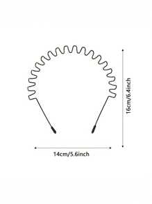 Black Metal Coil Headband - Elastic, Non-Slip Grip Headband, Wavy Design, Suitable For Outdoor Sports And Fashion Accessories, Hair Decorations