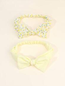 2 Piezas Diademas con Moños para Bebé Recién Nacido Niña, Diadema de Bebé Niña Amarilla, Diadema para Bebé con Estampado Suave, Artículos Esenciales para Bebé, Accesorios para Bebé. - Amarillo - Ver 6