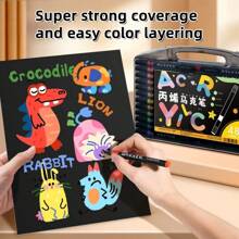 80PCS/60PCS/48PCS/36PCS/24PCS/12PCS Black Box Of Propylene Mark Pen Sets, Drawing Not Soak Paper, Art Collection, Pen To Graffiti Art Of Diy Pens, Colorful Painting Watercolor Art Mark Pen Sets, Waterproof High-Capacity Color Pen, Exquisite Gift To The Student, The Perfect Gifts Of Gifts, Marker Pen,Back To School,School Supplies