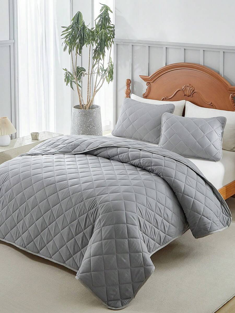 1 件夏季床罩、床上用品、舒适凉爽的被子、灰色斜格子夏季被子、空调被、柔软透气的床上用品、舒适亲肤的薄被子、房间装饰、适合单人床、全尺寸床、特大号床、大号床所有尺寸床、适合夏季、卧室宿舍用柔软轻便床罩、家纺、可机洗、完美的节日礼物、返校季、秋季装饰、秋季装饰、房间装饰 - 灰色 - 查看 1