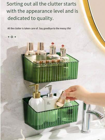 ZHGEE Luxurious Large Capacity Storage Rack, Multifunctional Household Bathroom Drain Rack, Wall-Mounted Onion Ginger Garlic Storage Box