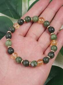 YAUKIA Pulseira de Riqueza e Boa Sorte, Jade do Sul e Joia Espiritual de Energia Citrina, Prosperidade, Abundância, Pulseira Absorvente de Energia Negativa