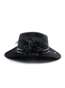 1pc Women's Western Cowboy Hat With Lace Trim Embroidery Suitable For Outdoor Travel Hat Suitable For Outdoor Travel Hat Unisex