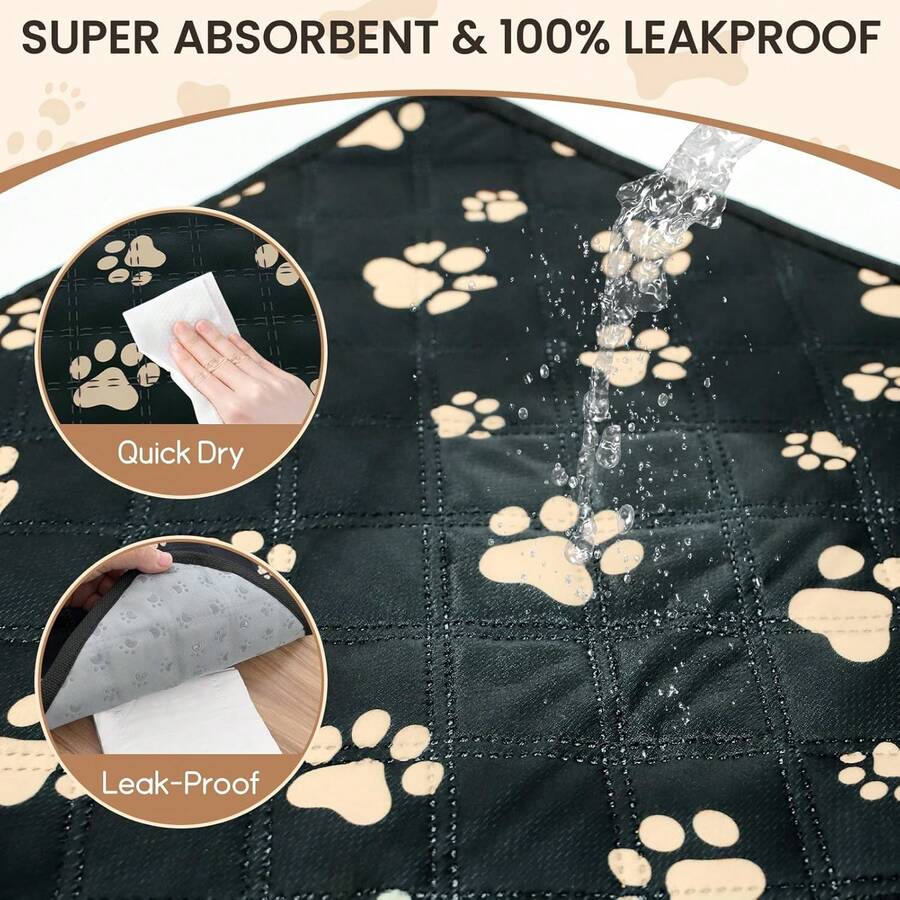 Washable Pee Pads For Dogs - 3 Pack Large Reusable Puppy Pads With Super Absorbent - Waterproof Non Slip And Leakproof Pet Training Pads For Potty,Crate,Playpen,Whelping Box(Black, 24"X36") - Multicolor - View 1
