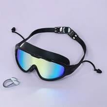 Adult Large Frame Waterproof Anti-Fog Swimming Goggles With Built-In Earplug, Nose Clip, Clear Vision Swimming Eyewear Accessories, Beach Essentials, Beach Accessories, Pool Float