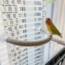 多功能麻绳鹦鹉栖木，可吸盘安装在玻璃上作为鹦鹉空中栖木，也可安装在笼子里作为鹦鹉秋千和 U 型栖木，多功能鹦鹉运动架和游乐场