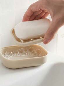 1pc Japanese-Style Double Layer Soap Dish / Creative Bathroom Handmade Soap Dish / Plastic Soap Holder / Soap Box / Bathroom Student Soap Box / Home Travel Portable Soap Box / Double Layer Drainage Soap Box