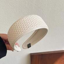 2025新款复古编织PU皮革头带，欧美风格复古宽发箍，女士日常百搭配饰，发带， - 彩色 - 查看 5