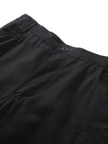 1-Pack Large Size Men's Pants Cargo Pants Men Black Trousers Overalls Hiking Sports Casual Pants Multi-Pocket Elastic Waist Adjustment Work Pants Middle-Aged And Elderly Can Wear Spring, Summer, Autumn And Winter Four Seasons Style Without Velvet - màu đen - Xem 2