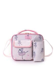 儿童时尚可爱心形和玫瑰金保温午餐盒，配有可调节肩带，适用于日常活动、生日、节日礼物、可重复使用的午餐袋 - 均碼 - 查看 6