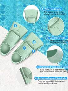 Swim Training Fins Comfortable Silicone Lap Swimming Short Blade Floating Flippers With Mesh Bag For Adult Men Women Build Leg Strength, Beach Essentials, Beach Accessories, Pool Float