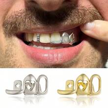Heart-Shaped Grillz, Hollow Out Triple Layer Grillz With Heart Design, Fashion Accessories, Hiphop Grillz, In Stock