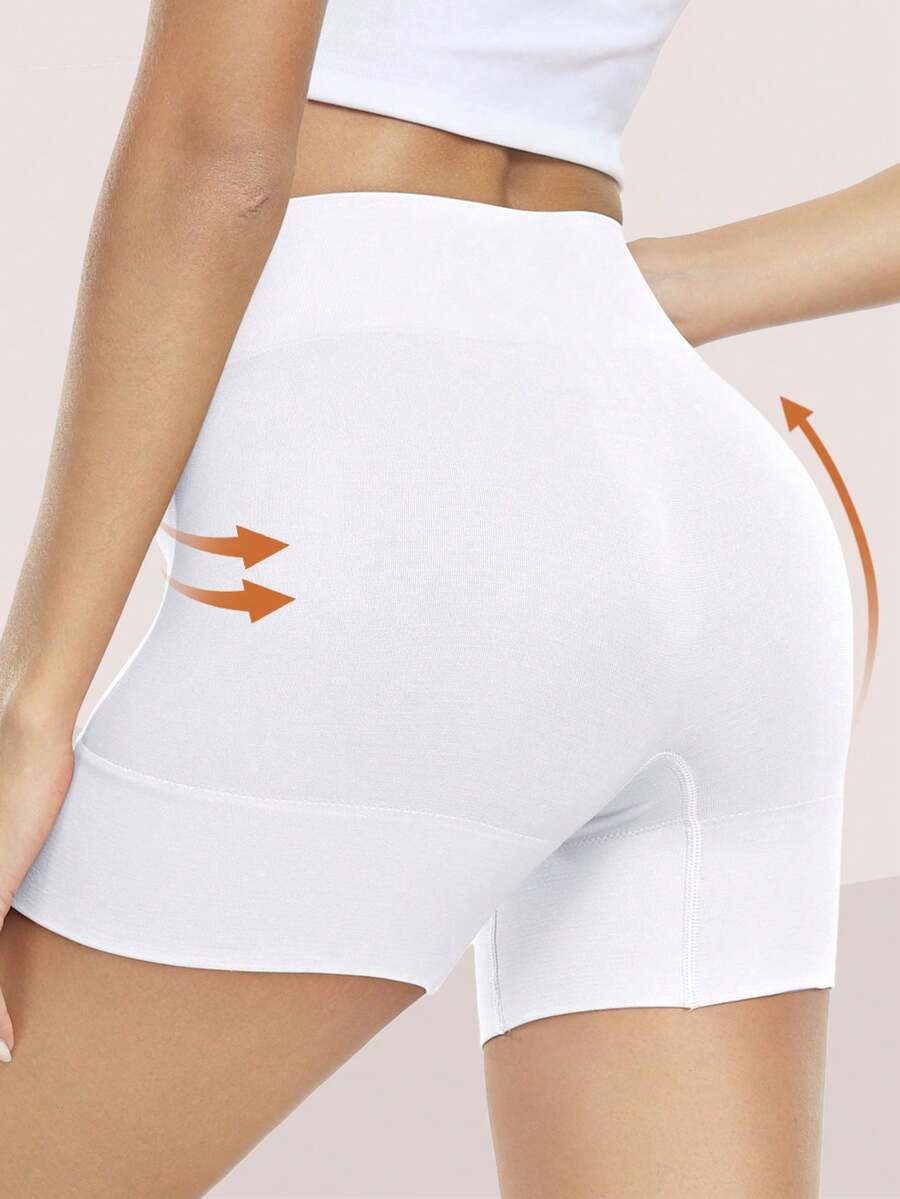 Women's Dress With Built-In Shorts, Seamless Smooth Shaping Shorts, Anti-Chafing Briefs - White - View 1