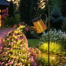 Solar Fairy Waterfall Light - Metal Water Bottle Garden Decoration, With LED Flowing Light String, Perfect For Courtyard, Lawn And Outdoor Solar Grid Lights, Waterproof, Courtyard Passage Lawn Decoration Lighting - 彩色 - 查看 3