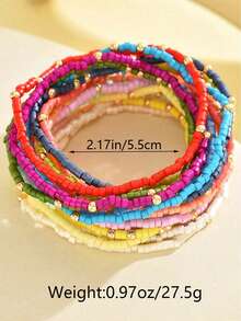 19pcs Colorful Glass Bead Stretch Bracelets, Boho Style Handmade Beaded Bracelets For Women (CCB Seed Beads, Random Color) - Nhiều màu - Xem 6