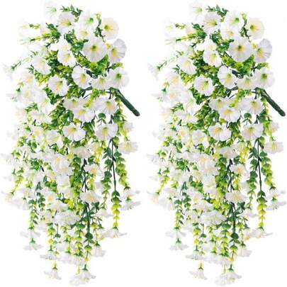 4pcs Artificial Hanging Flowers, Silk Blend Multi-Color, Suitable For Wedding, Home, Office, Garden Decor, Artificial Flowers With Eucalyptus Leaves, UV Resistant Lifelike Hanging Plants, Applicable For Wedding Arch, Wall, Garden, Bedroom, Outdoor, Office, Party Decoration
