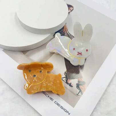 1/2pcs Cute And Playful Dog Rabbit Animal Hair Clip, Bangs Clip, Hair Clip, Simple And Cute Top Shark Hair Accessory