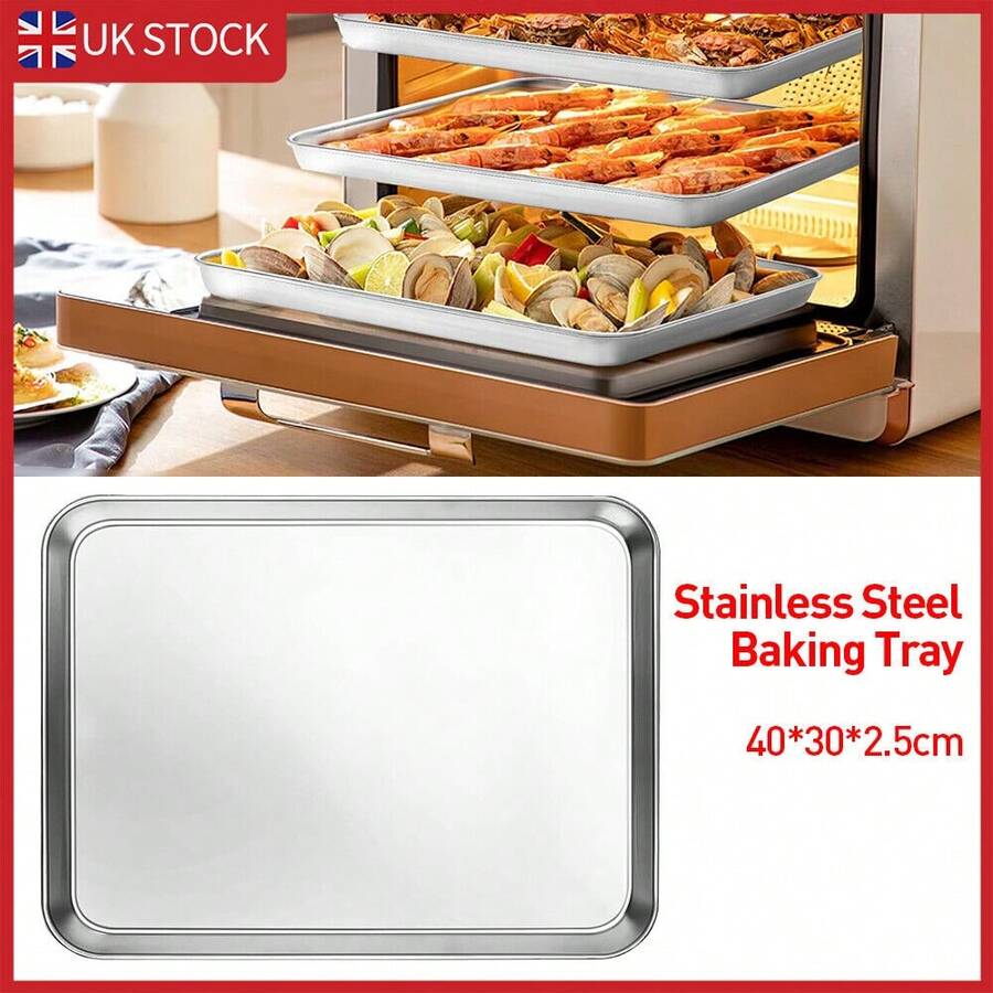 STAINLESS STEEL BAKING TRAY/ROASTING DISH/OVEN TRAY/SHEET PAN/OVEN DISH - Silver - View 1