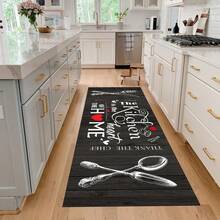 1pc/2pcs Kitchen Mat Set - Knife Fork Spoon Pattern Kitchen Decor Mat, Suitable For Sink, Bedroom, Living Room, Dining Room, Kitchen Floor Mat, Absorbent Drainage Mat, Suitable For Kitchen, Living Room, Entrance, Balcony, Home Decor, Anti-Stain, Cafe, Bar, Holiday, Party, Bedroom, Bath Mat, Room Decor - Multicolor - View 5