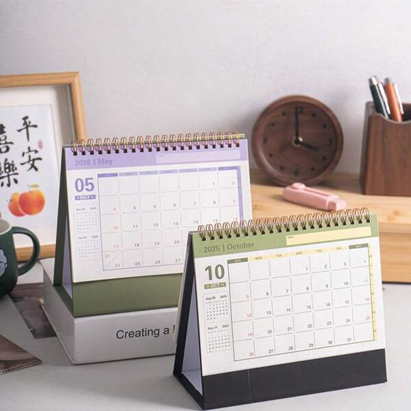 Simple Desktop Calendar, From July 2025 To December 2026, Suitable For Office And School Desktop Calendars, Upright Page-Turning Desktop Calendar, Used For Planning, Organizing And Daily Scheduling, Multiple Colors Available - Student Daily Schedule, Simple Office Accessories And Decorations, School Supplies,Back To School