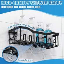 5 件套浴室淋浴架收纳篮，无需钻孔，大容量，适用于浴室、卫生间和卧室整理浴室配件