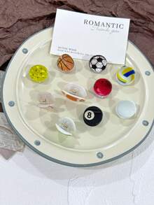 发夹 5 件可爱迷你运动发夹（篮球、足球、棒球、乒乓球），节日送给她的完美礼物发饰优雅爪夹，学校用品，大学