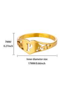 1PC Fashion Hollow Initial Letter Heart Rings For Women Gold Color Stainless Steel A-Z Letter Ring Aesthetic Wedding Jewelry Gift - Yellow Gold - View 30