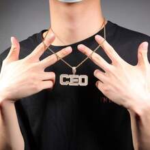 Dây chuyền mặt chữ vuông nhỏ đính đá Cubic Zirconia thời trang, đa năng, trang sức Zirconia bằng đồng dành cho nam giới. - Nhiều màu - Xem 8